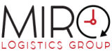 Logo of MIRO Logistics Group, featuring bold black text for 'MIRO' with a red clock integrated into the letter 'O' and 'Logistics Group' written below in red.